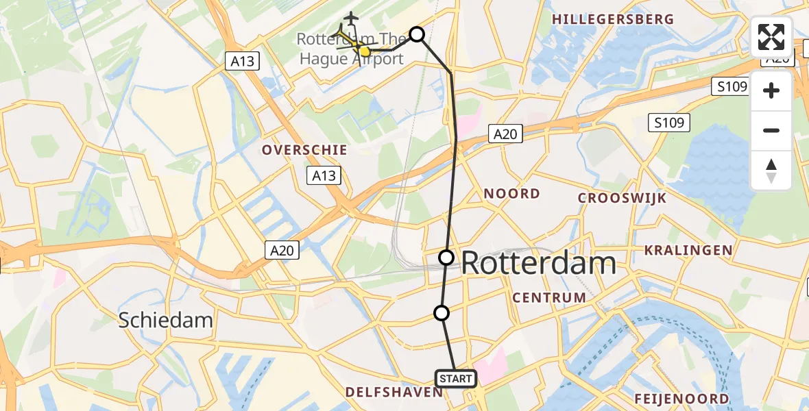 Routekaart van de vlucht: Lifeliner 2 naar Rotterdam The Hague Airport