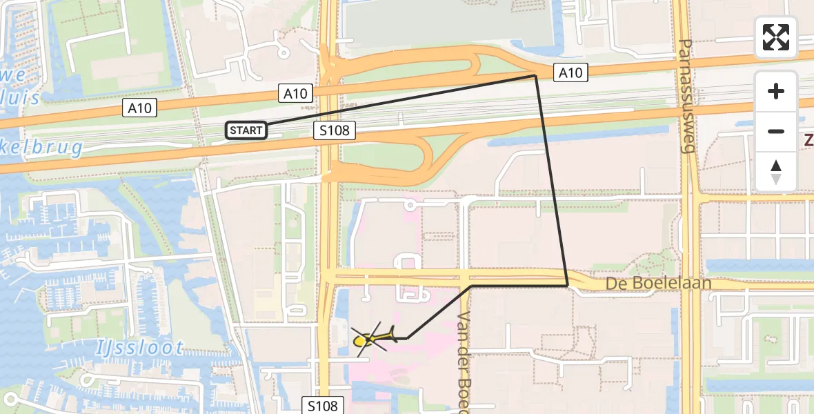 Routekaart van de vlucht: Lifeliner 1 naar VU Medisch Centrum Amsterdam