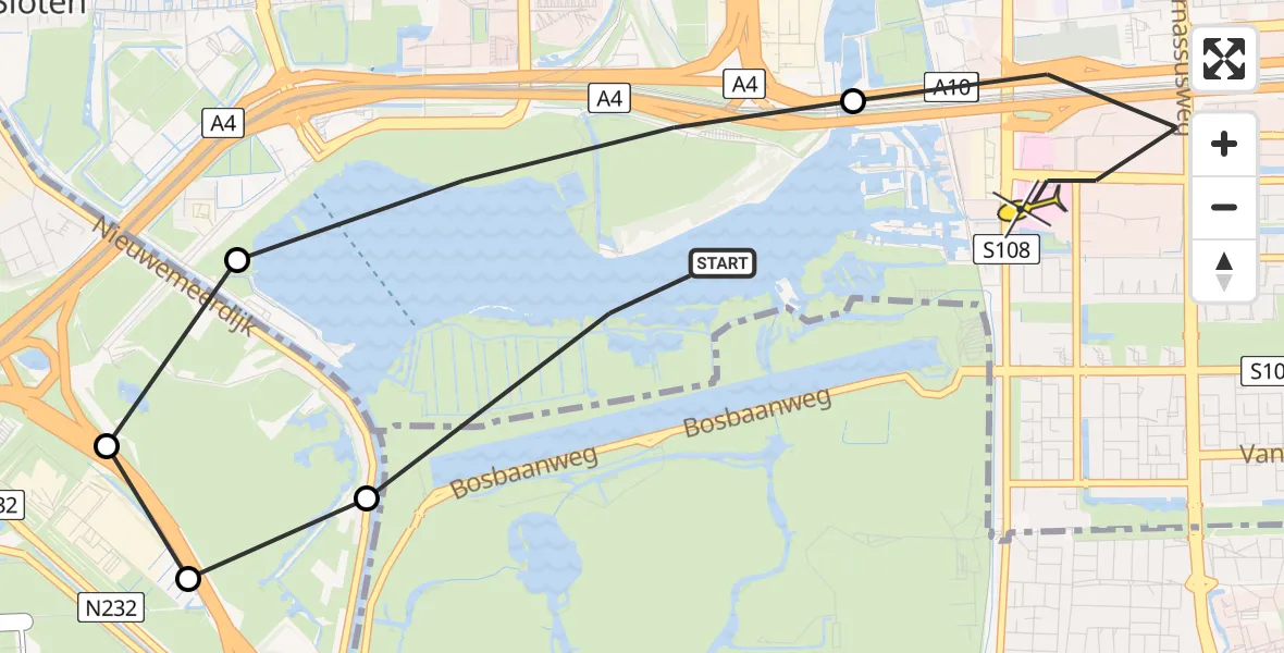 Routekaart van de vlucht: Lifeliner 1 naar VU Medisch Centrum Amsterdam