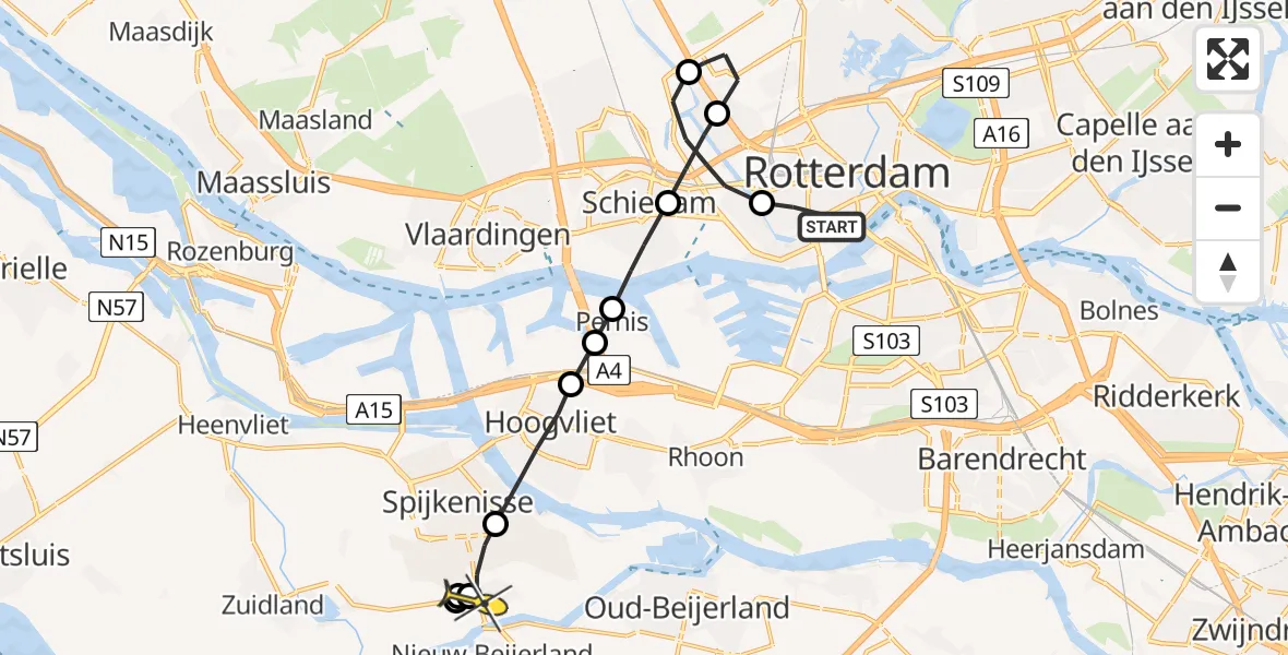 Routekaart van de vlucht: Lifeliner 2 naar Hekelingen