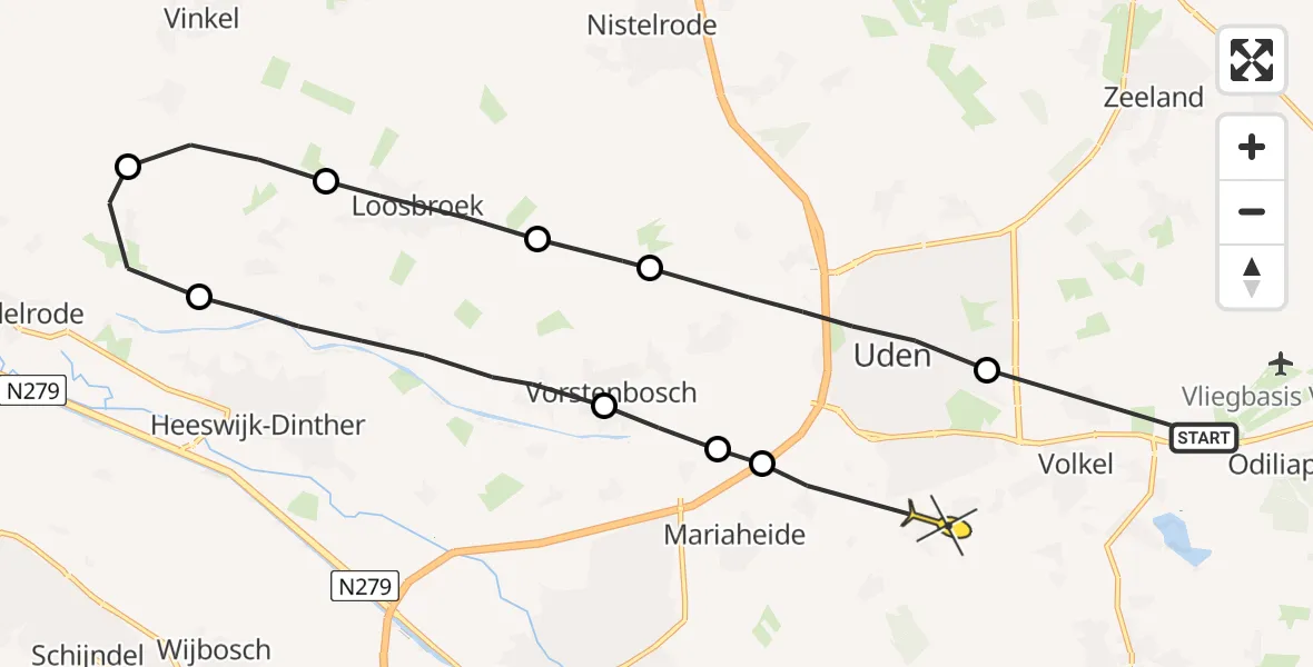 Routekaart van de vlucht: Lifeliner 3 naar Uden