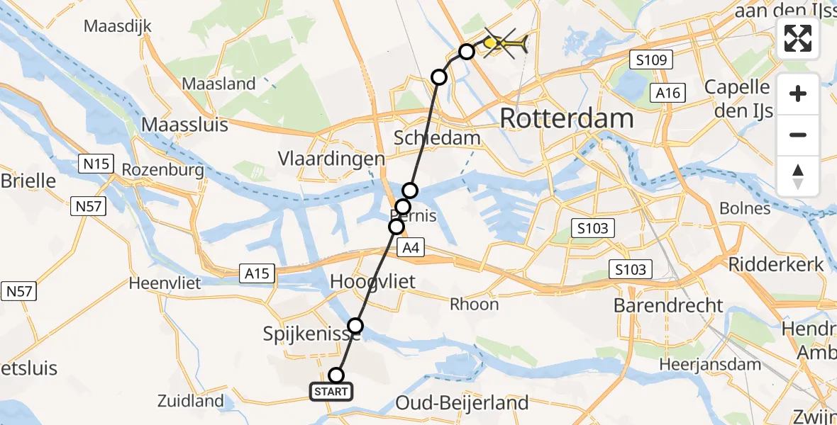 Routekaart van de vlucht: Lifeliner 2 naar Rotterdam The Hague Airport