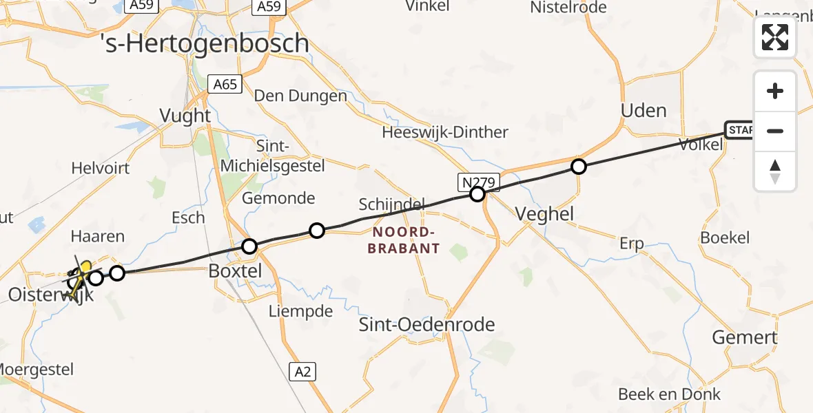 Routekaart van de vlucht: Lifeliner 3 naar Oisterwijk