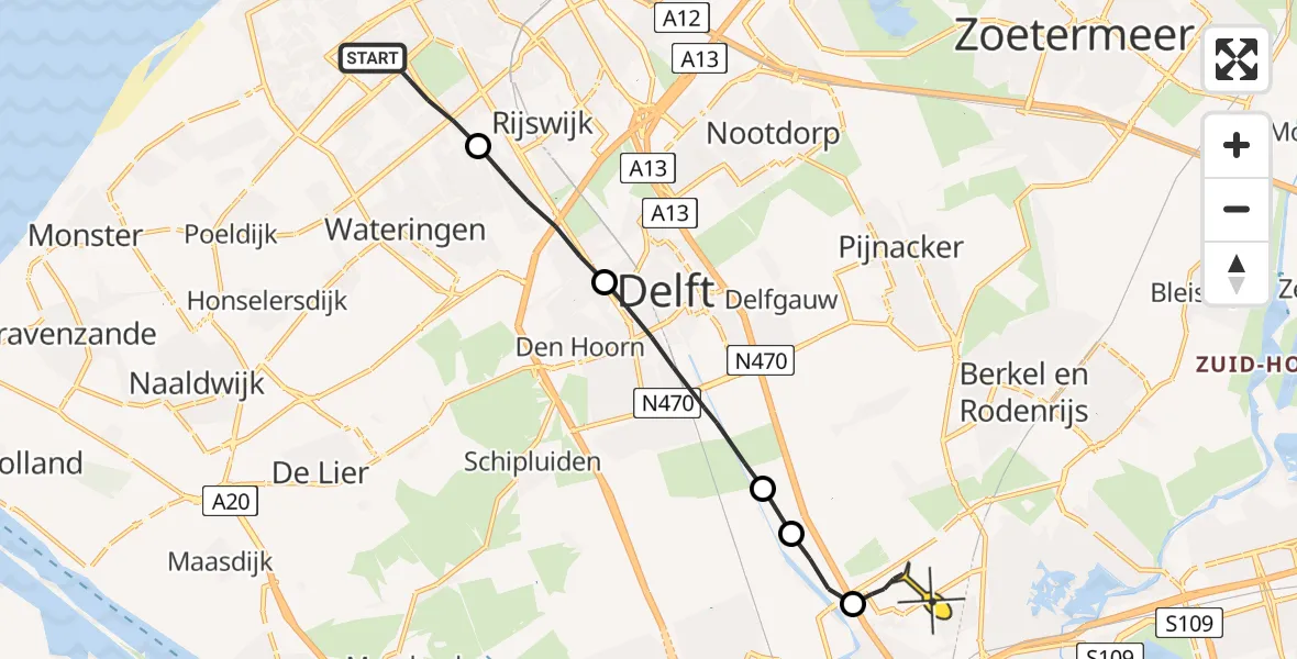 Routekaart van de vlucht: Lifeliner 2 naar Rotterdam The Hague Airport