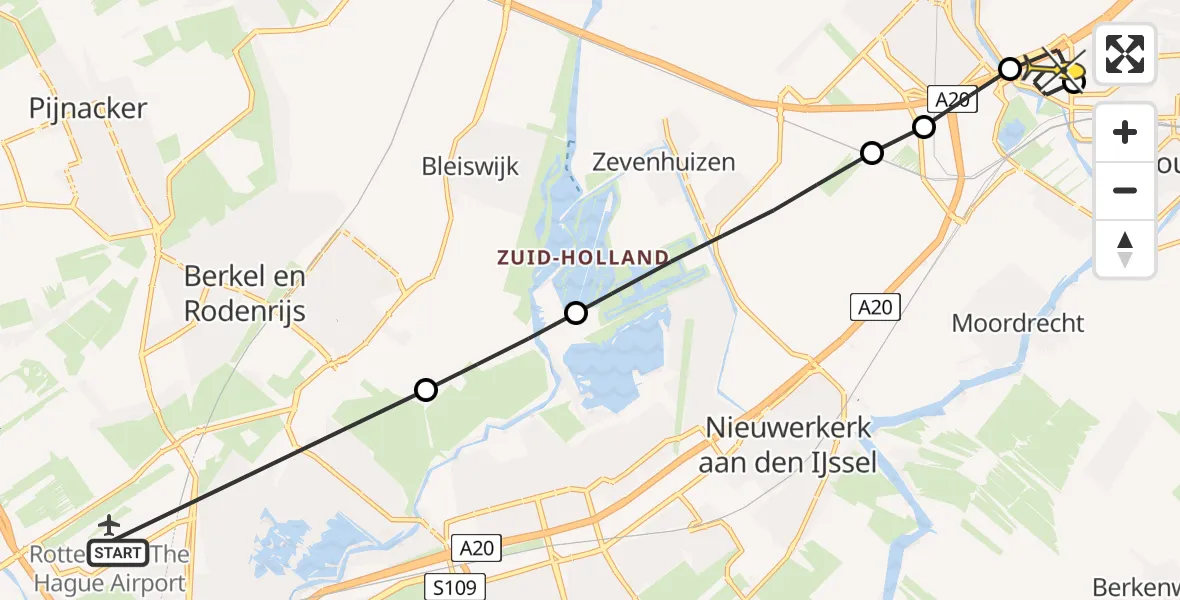 Routekaart van de vlucht: Lifeliner 2 naar Gouda