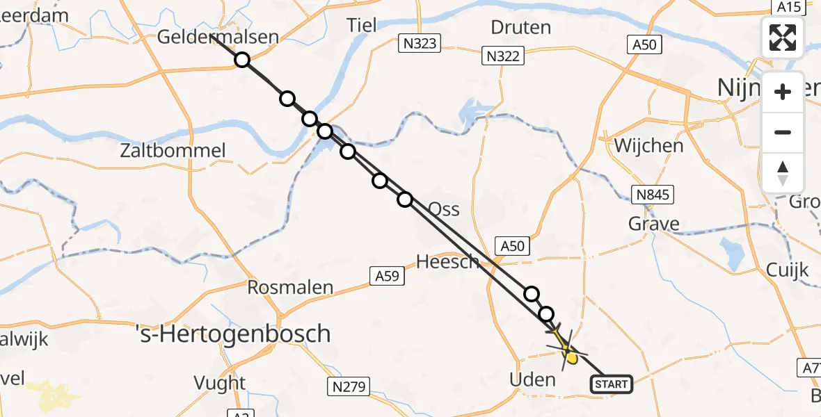 Routekaart van de vlucht: Lifeliner 3 naar Uden