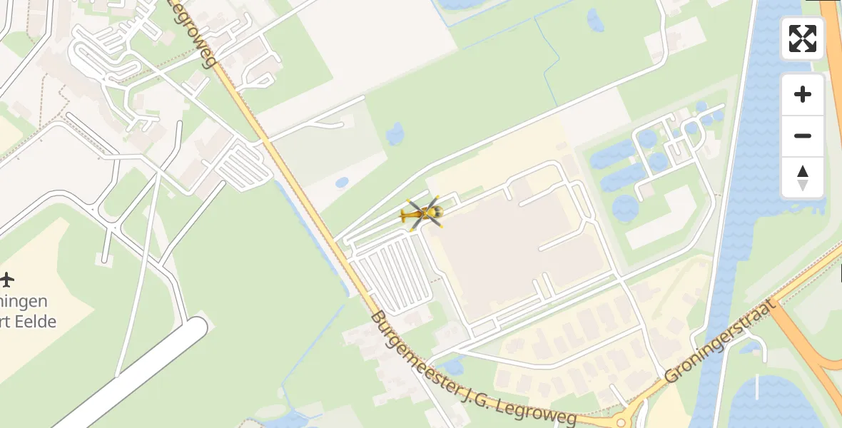 Vluchtroute Traumahelikopter Groningen Airport Eelde - Groningen Airport Eelde, 15 mei 2022, 08:51