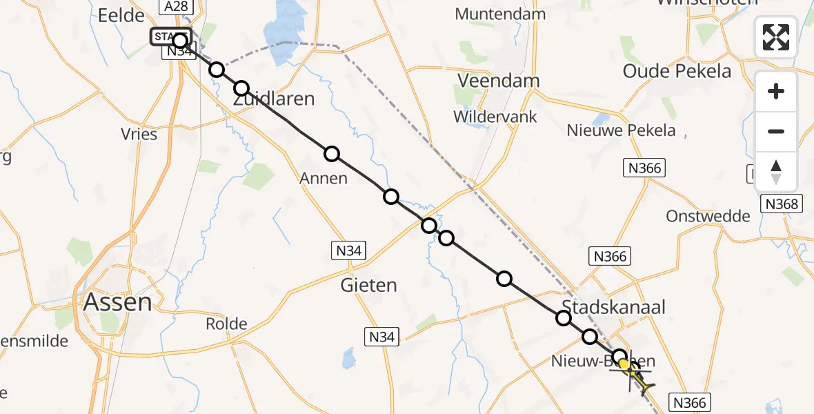 Routekaart van de vlucht: Lifeliner 4 naar Musselkanaal