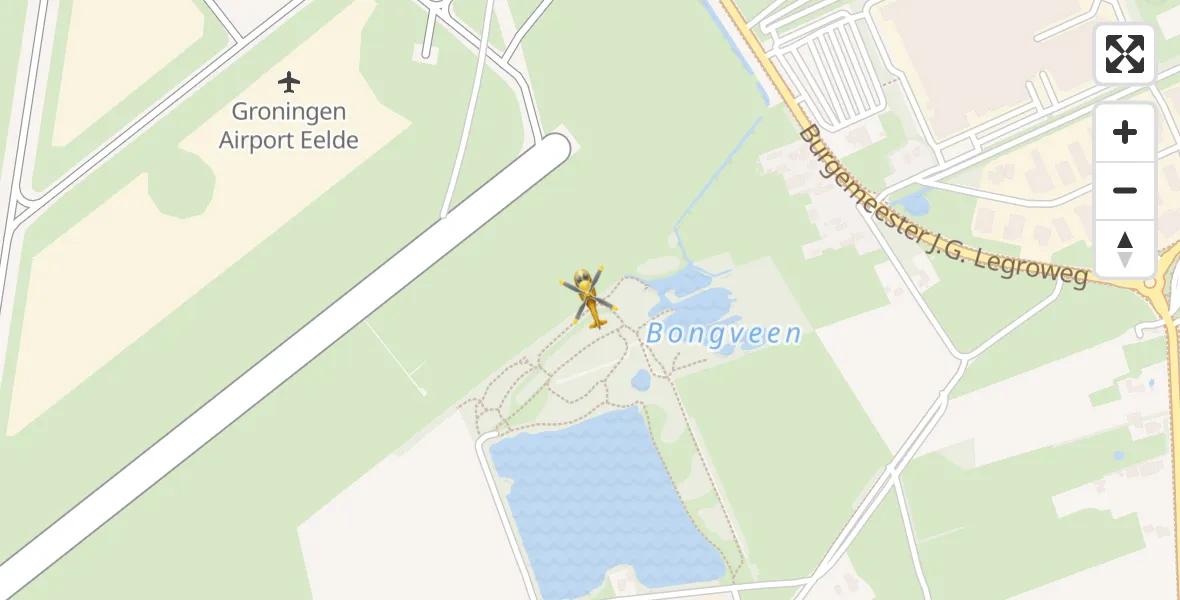 Vluchtroute Traumahelikopter Groningen Airport Eelde - Groningen Airport Eelde, 15 mei 2022, 09:24