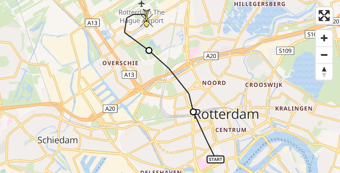 Routekaart van de vlucht: Lifeliner 2 naar Rotterdam The Hague Airport