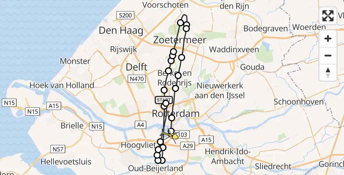 Routekaart van de vlucht: Lifeliner 2 naar Rotterdam