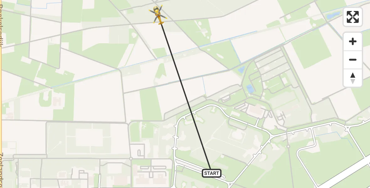 Vluchtroute Traumahelikopter Vliegbasis Volkel - Vliegbasis Volkel, 15 mei 2022, 13:44