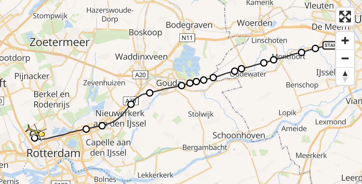 Routekaart van de vlucht: Lifeliner 2 naar Rotterdam The Hague Airport