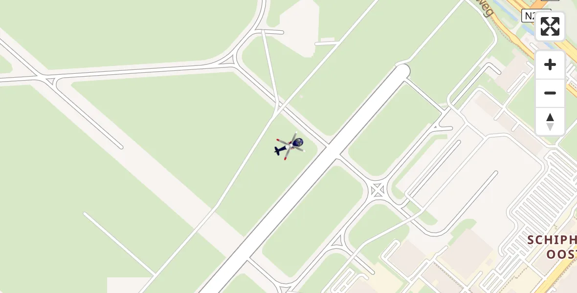 Routekaart van de vlucht: Politiehelikopter naar Schiphol