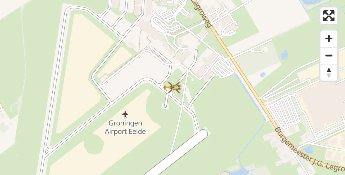 Vluchtroute Traumahelikopter Groningen Airport Eelde - Groningen Airport Eelde, 15 mei 2022, 17:05