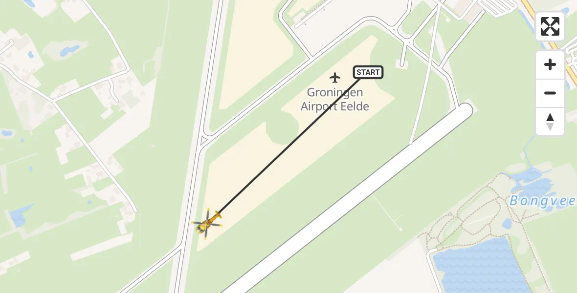 Vluchtroute Traumahelikopter Groningen Airport Eelde - Groningen Airport Eelde, 15 mei 2022, 19:38