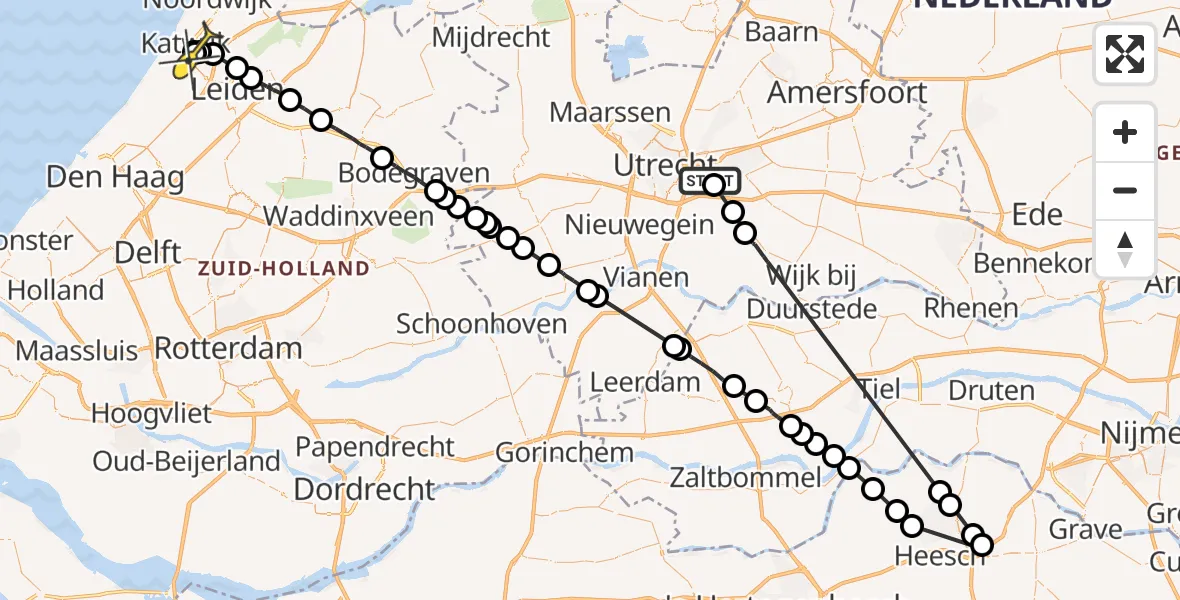 Routekaart van de vlucht: Lifeliner 3 naar Katwijk