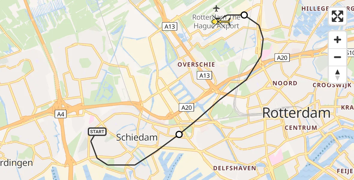 Routekaart van de vlucht: Lifeliner 2 naar Rotterdam The Hague Airport