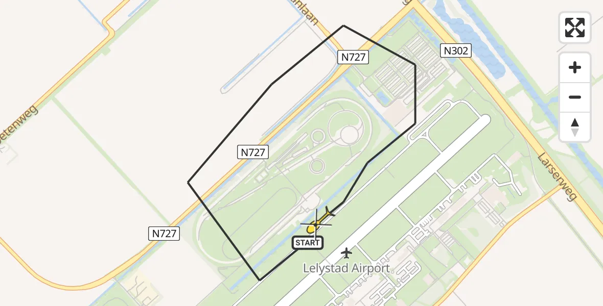 Vluchtroute Traumahelikopter van Lelystad Airport naar Lelystad Airport