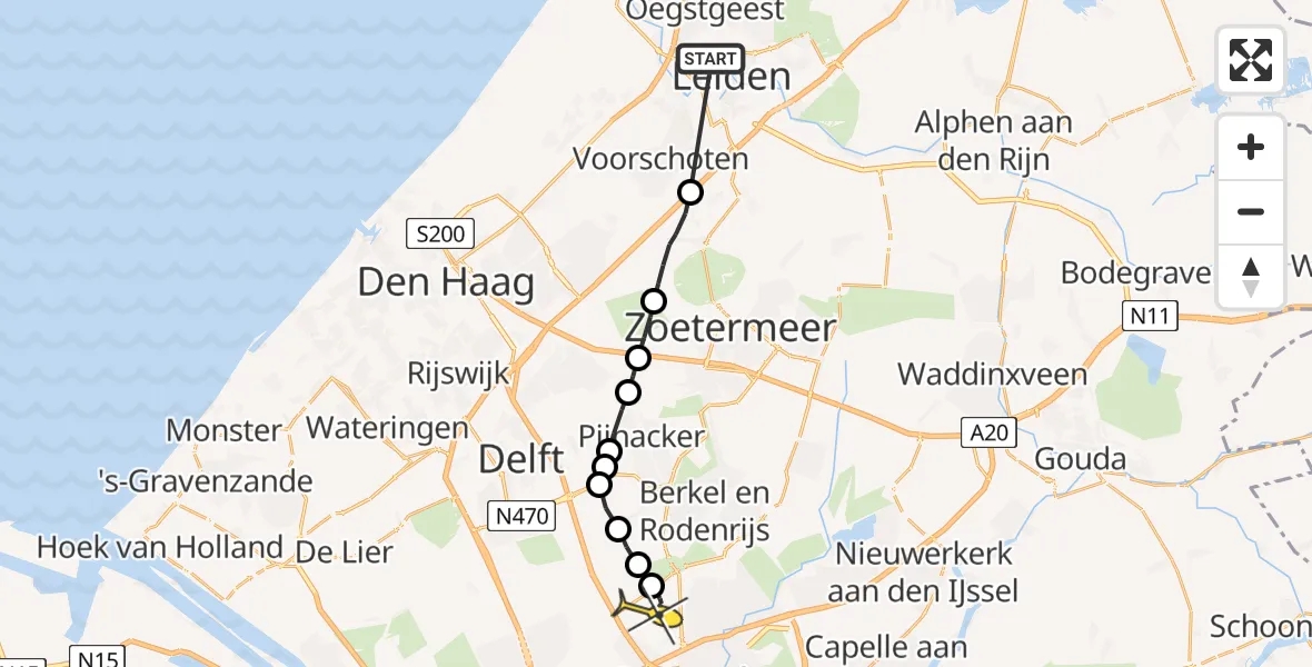 Routekaart van de vlucht: Lifeliner 3 naar Rotterdam The Hague Airport