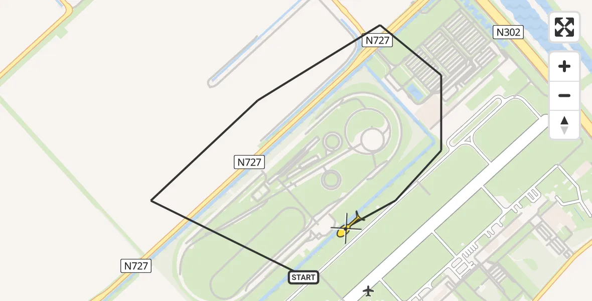 Vluchtroute Traumahelikopter van Lelystad Airport naar Lelystad Airport