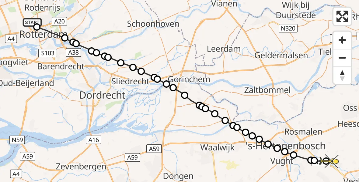 Routekaart van de vlucht: Lifeliner 3 naar Heeswijk-Dinther