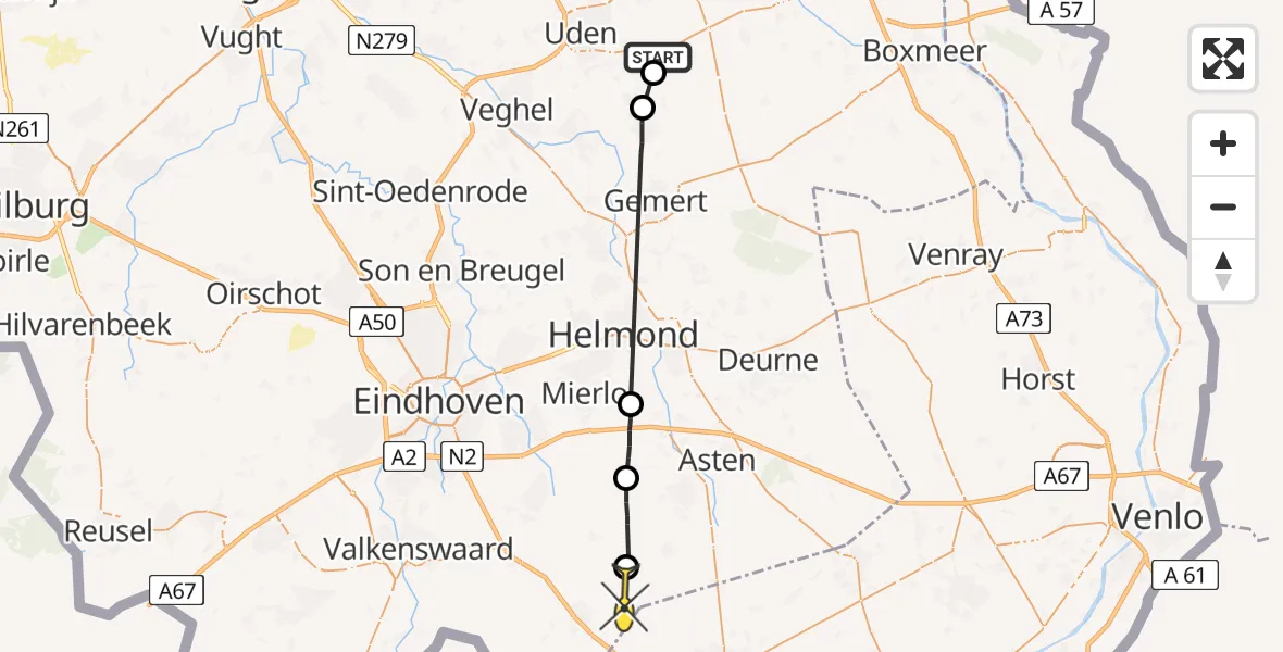 Routekaart van de vlucht: Lifeliner 3 naar Maarheeze