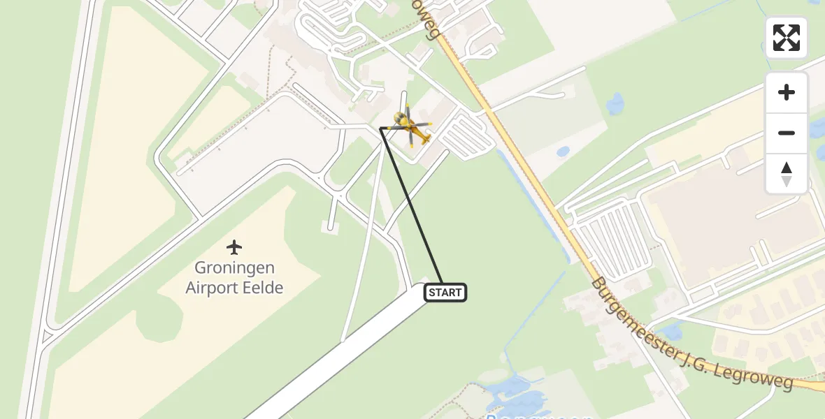 Vluchtroute Traumahelikopter Groningen Airport Eelde - Groningen Airport Eelde, 16 mei 2022, 14:02
