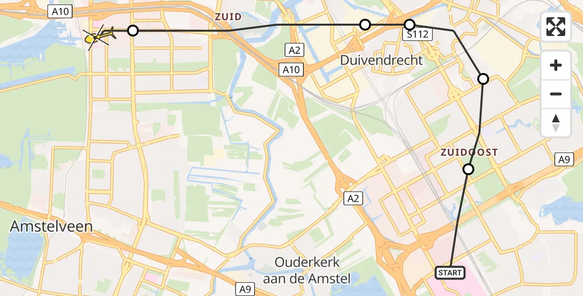 Routekaart van de vlucht: Lifeliner 1 naar VU Medisch Centrum Amsterdam