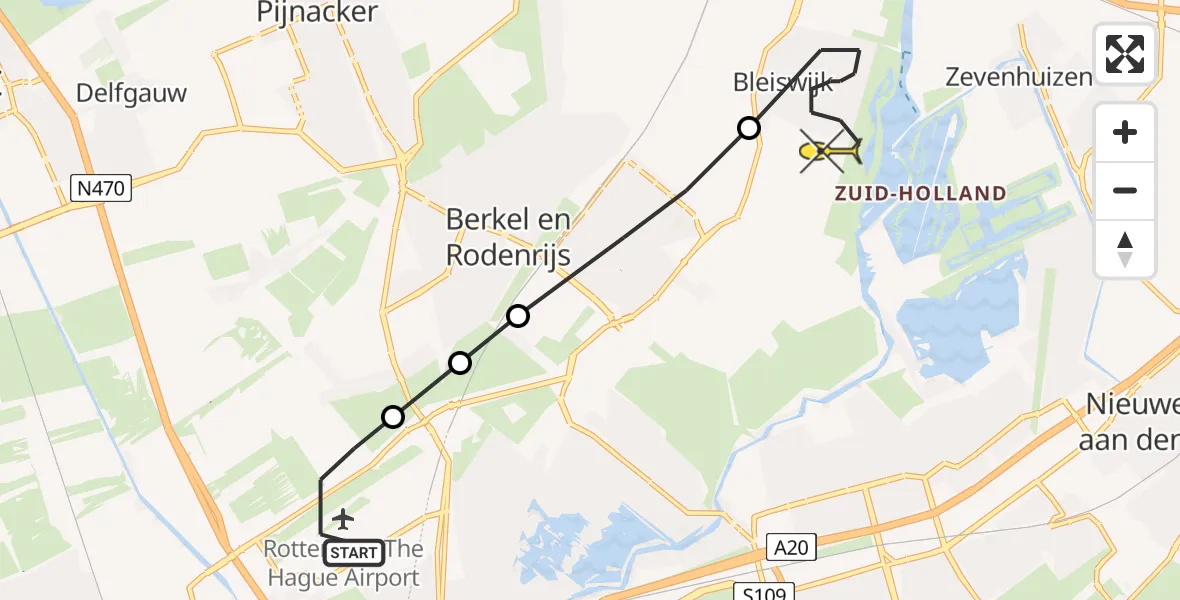 Routekaart van de vlucht: Lifeliner 2 naar Bleiswijk