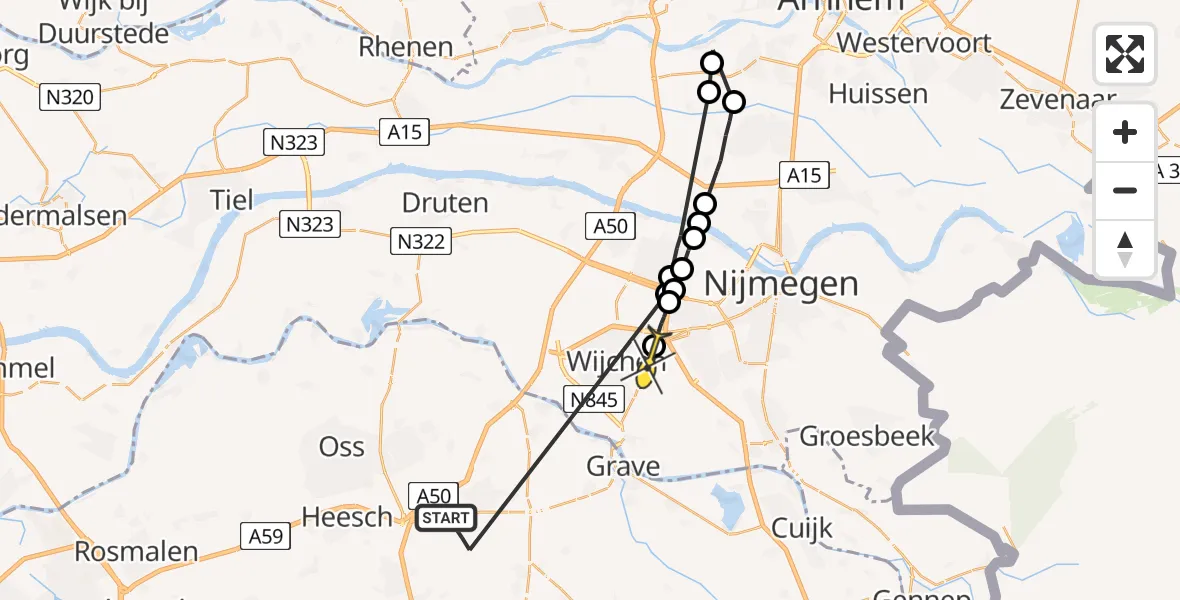 Routekaart van de vlucht: Lifeliner 3 naar Wijchen