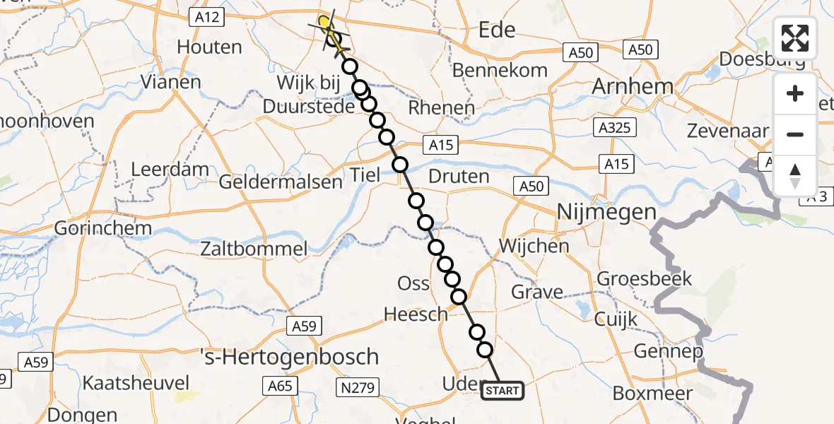 Routekaart van de vlucht: Lifeliner 3 naar Doorn