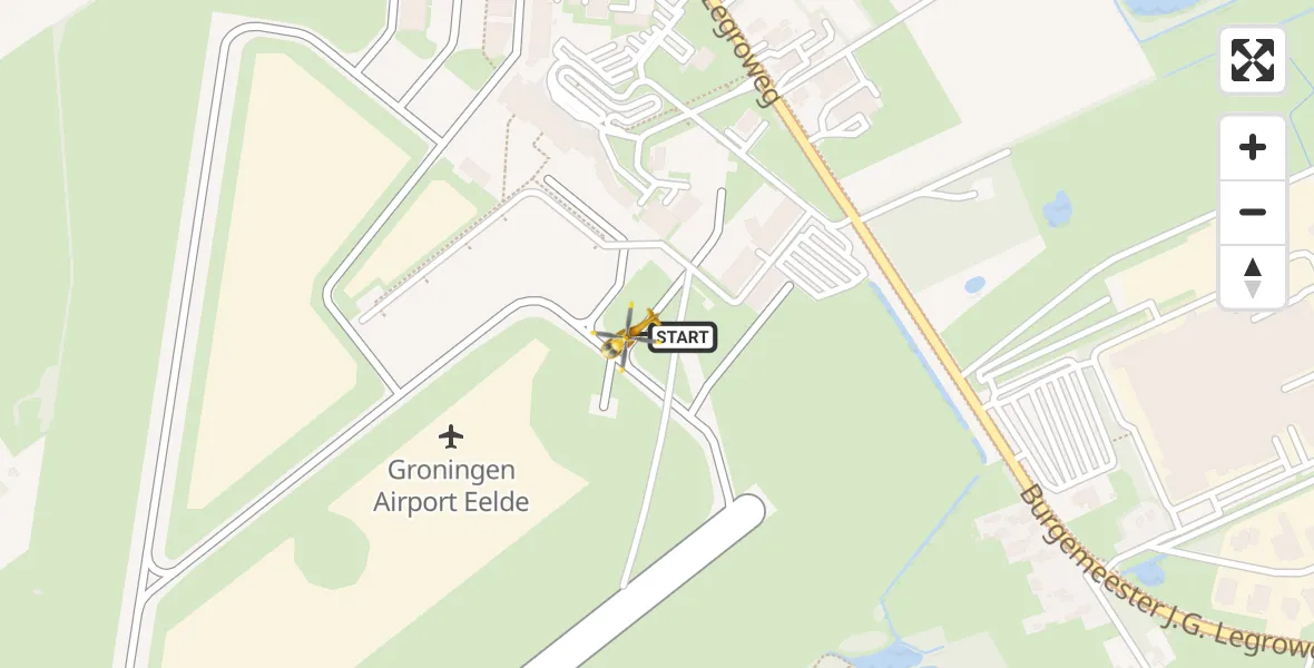 Vluchtroute Traumahelikopter Groningen Airport Eelde - Groningen Airport Eelde, 16 mei 2022, 22:06