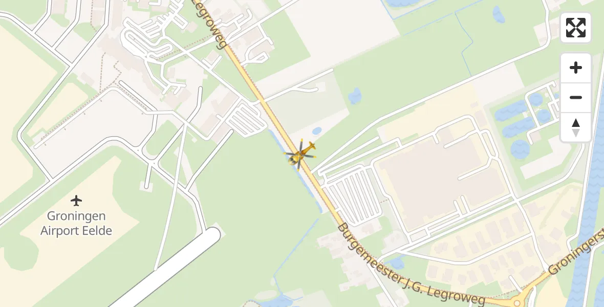 Vluchtroute Traumahelikopter Groningen Airport Eelde - Groningen Airport Eelde, 17 mei 2022, 07:05