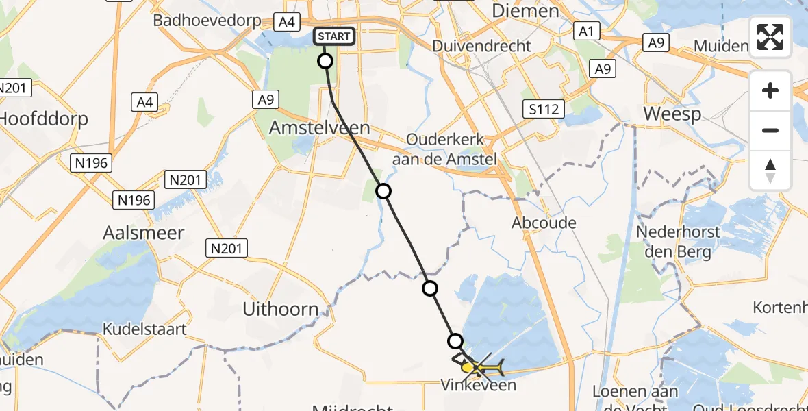 Routekaart van de vlucht: Lifeliner 1 naar Vinkeveen