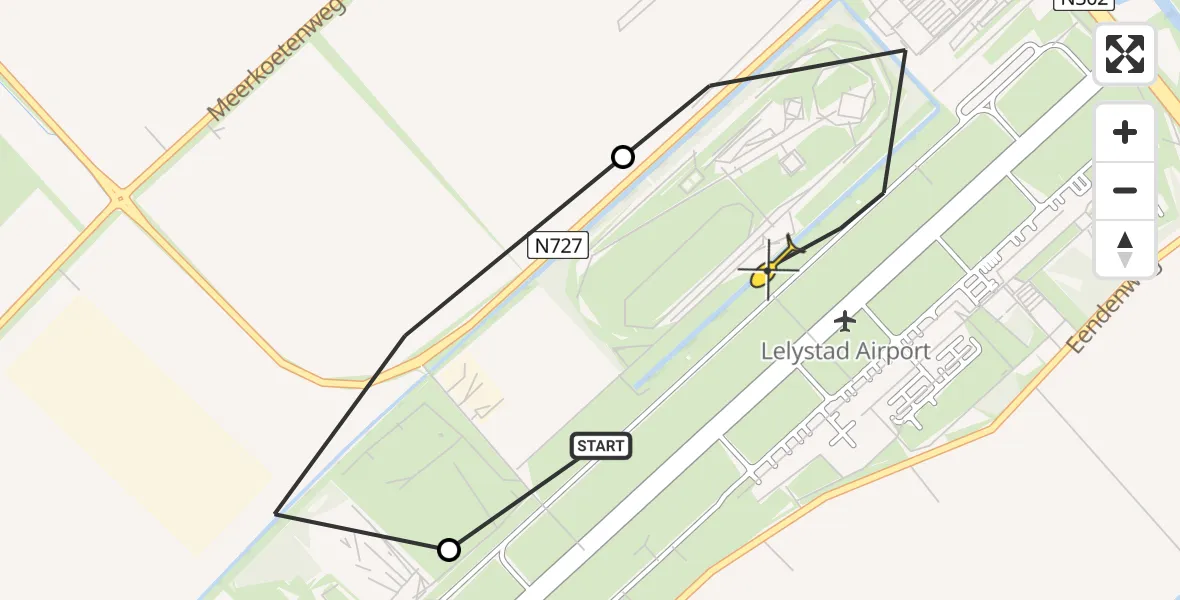 Routekaart van de vlucht: Traumahelikopter naar Lelystad Airport