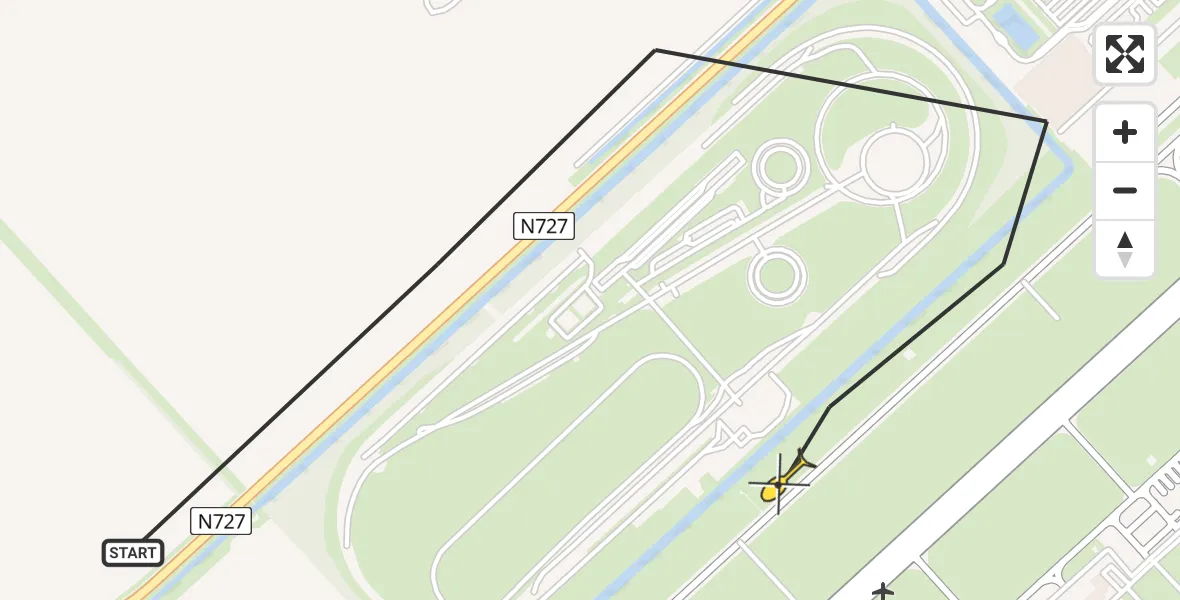 Vluchtroute Traumahelikopter van Lelystad Airport naar Lelystad Airport