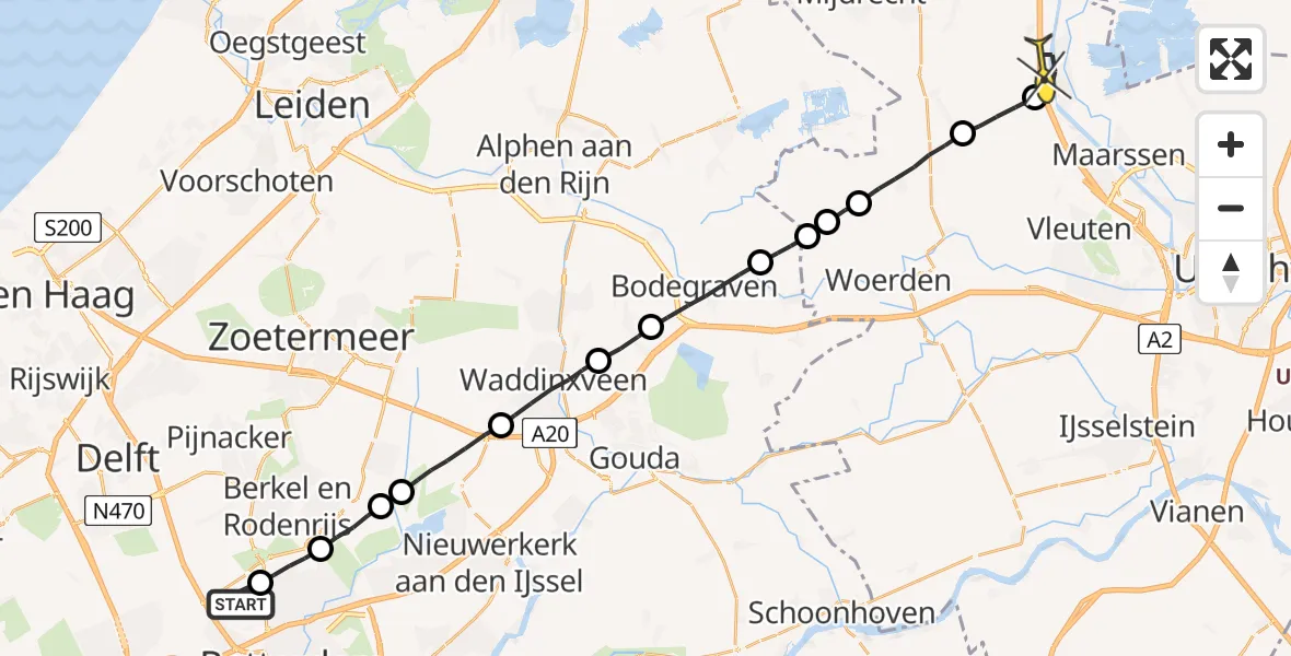 Routekaart van de vlucht: Lifeliner 2 naar Breukelen