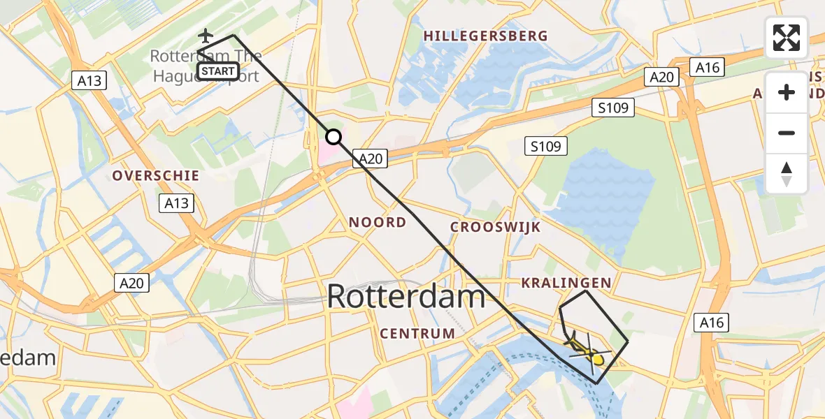 Routekaart van de vlucht: Lifeliner 2 naar Rotterdam