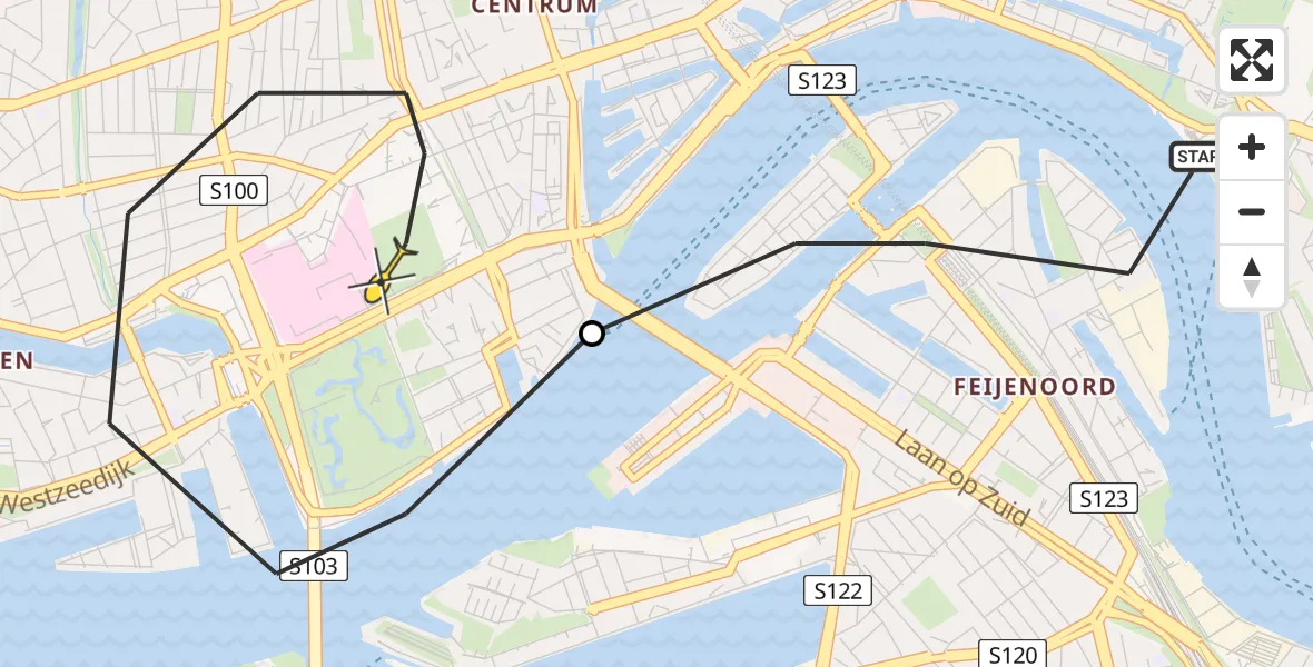 Routekaart van de vlucht: Lifeliner 2 naar Erasmus MC