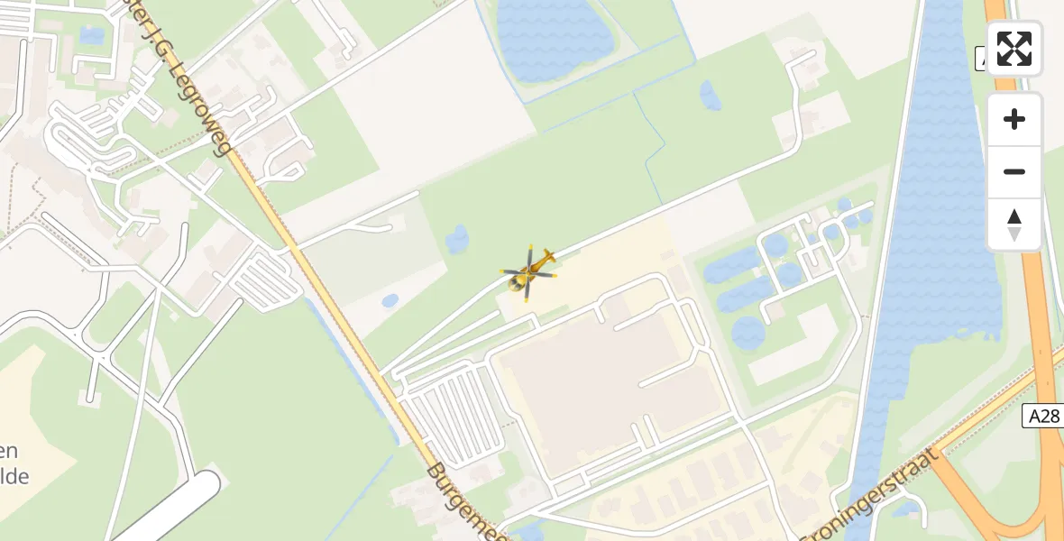 Vluchtroute Traumahelikopter Groningen Airport Eelde - Groningen Airport Eelde, 17 mei 2022, 14:22