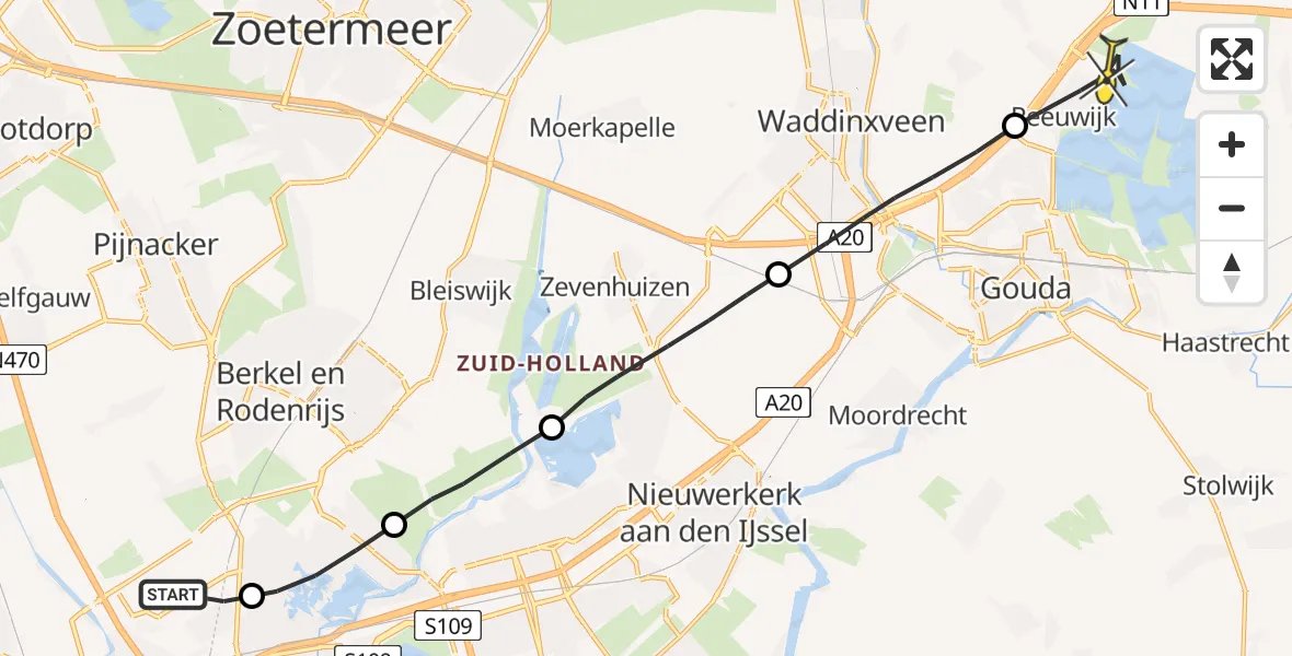 Routekaart van de vlucht: Lifeliner 2 naar Reeuwijk