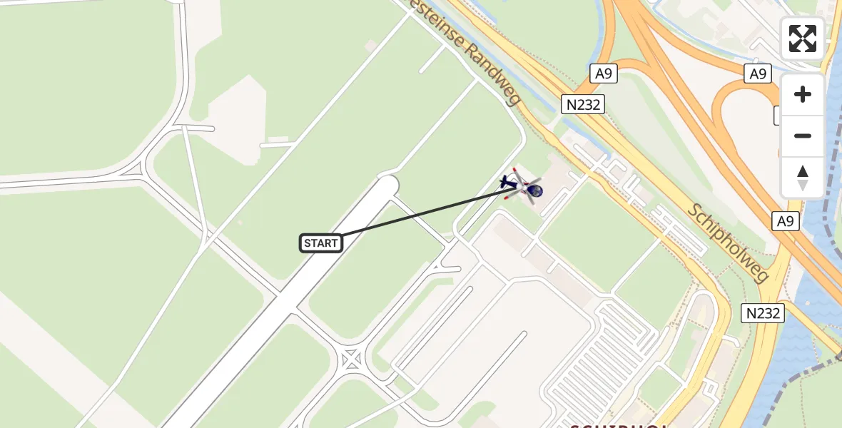 Vluchtroute Politiehelikopter van Schiphol naar Schiphol