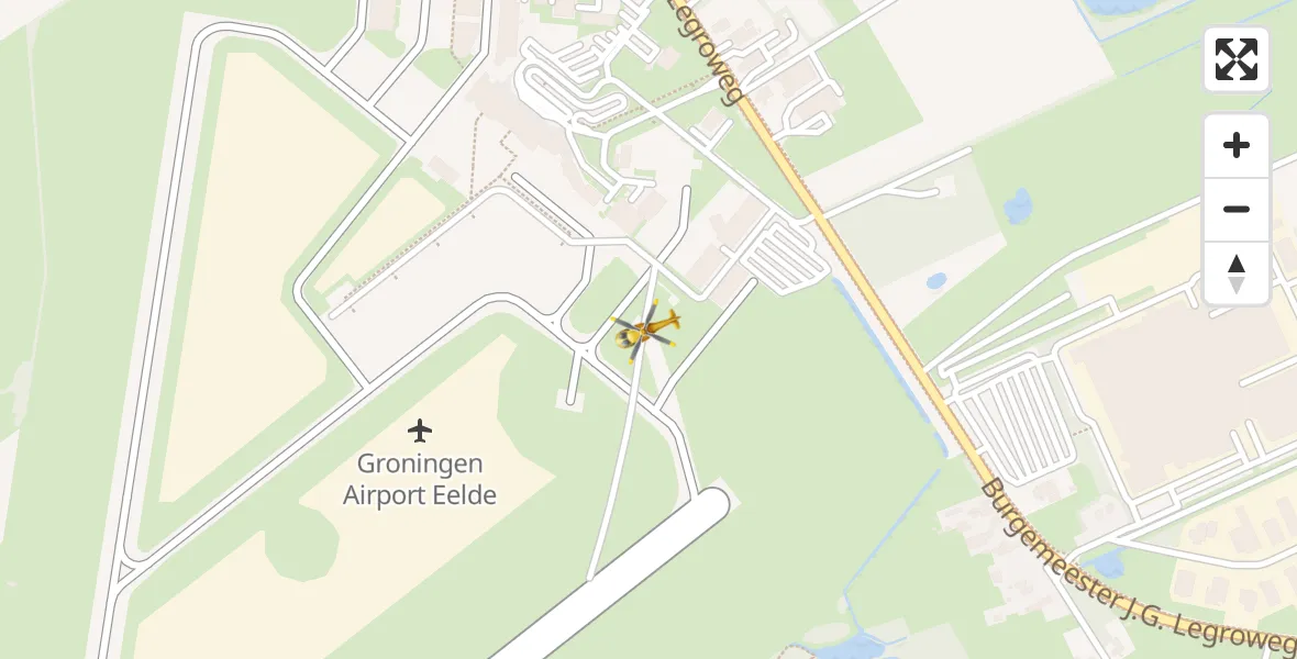 Vluchtroute Traumahelikopter Groningen Airport Eelde - Groningen Airport Eelde, 17 mei 2022, 20:17