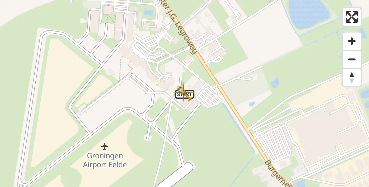 Vluchtroute Traumahelikopter Groningen Airport Eelde - Groningen Airport Eelde, 18 mei 2022, 05:17