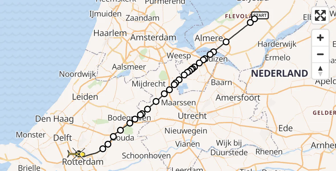 Routekaart van de vlucht: Lifeliner 2 naar Rotterdam The Hague Airport