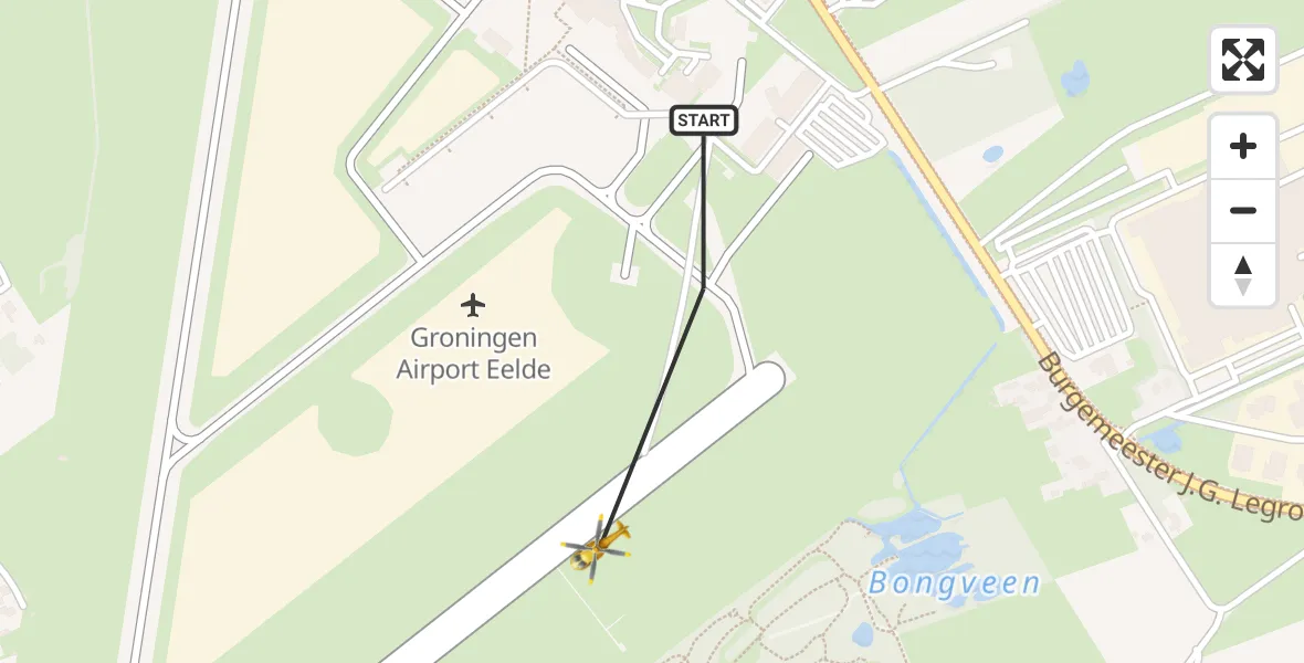 Vluchtroute Traumahelikopter Groningen Airport Eelde - Groningen Airport Eelde, 18 mei 2022, 07:09