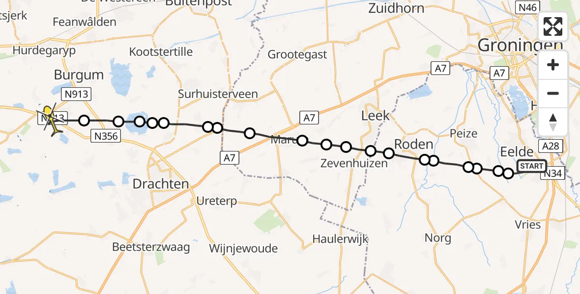 Routekaart van de vlucht: Lifeliner 4 naar Garyp