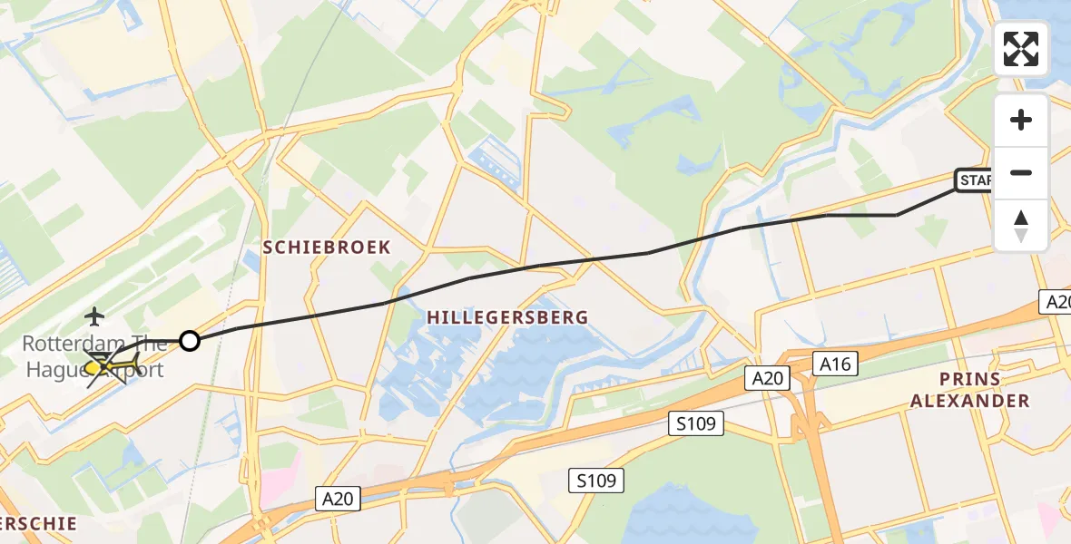 Routekaart van de vlucht: Lifeliner 2 naar Rotterdam The Hague Airport