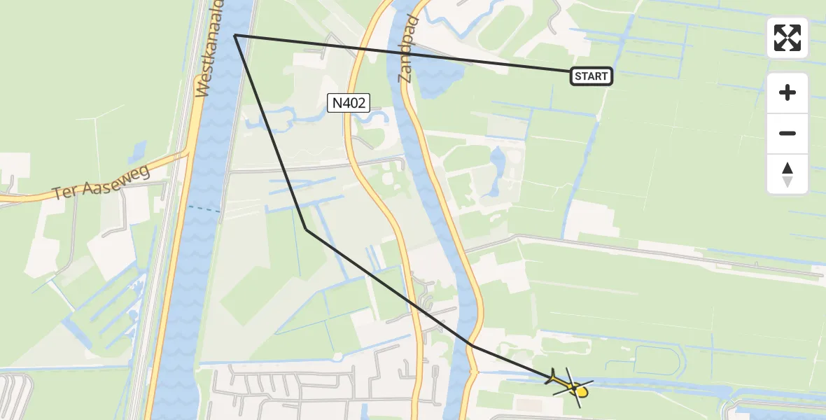 Routekaart van de vlucht: Politiehelikopter naar Nieuwersluis